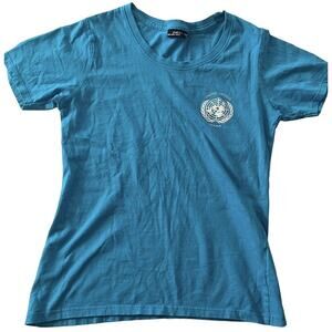 UN United Nations Vienna T-Shirt Women's S Crew Neck Short Sleeve Peacock Blue